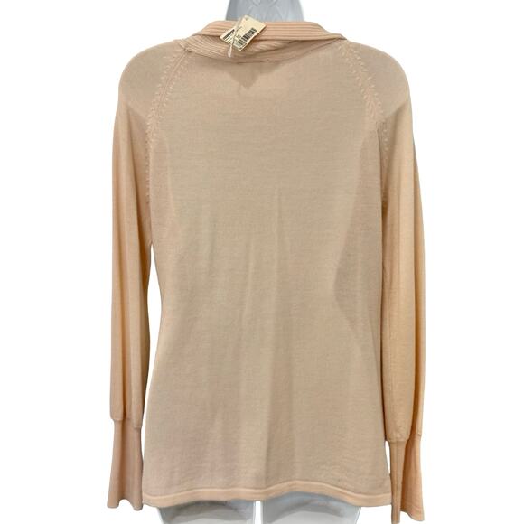 Nanette Lepore Blush Pink Sequin Collar Button Up Merino Wool Cardigan sz L NEW - Picture 5 of 11